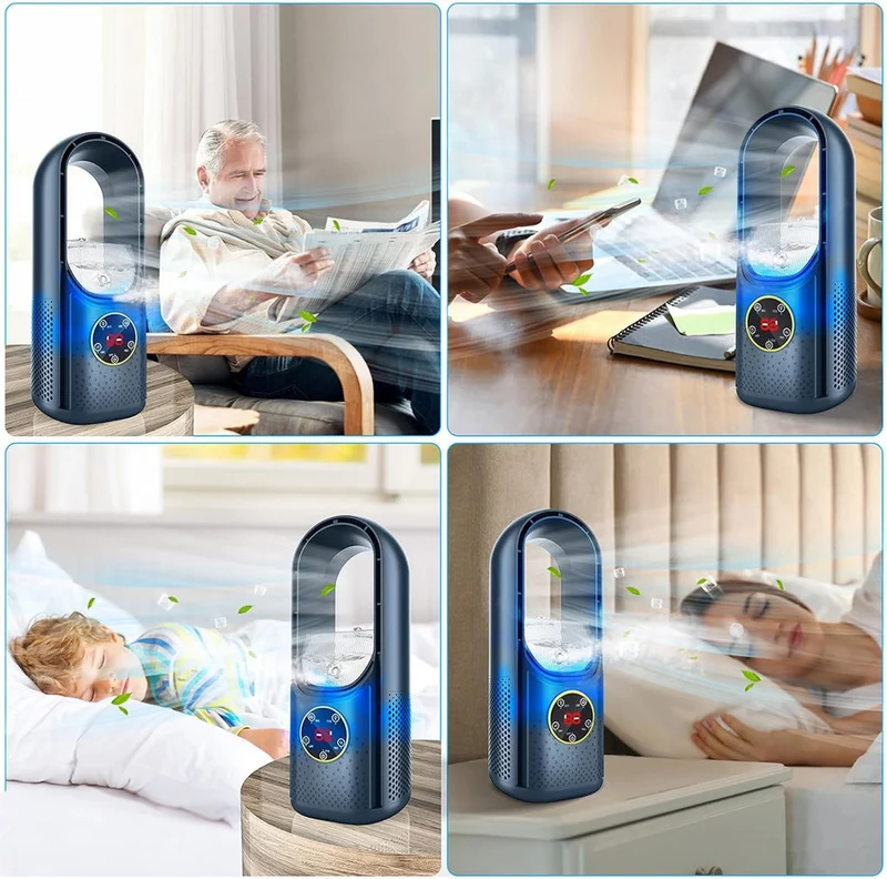 Draagbare Aircooler USB Mini Ventilator 6 Standen 100ml Slaapkamer Bureau Stil Energiezuinig Wieltjes Afstandsbediening | Sansoti