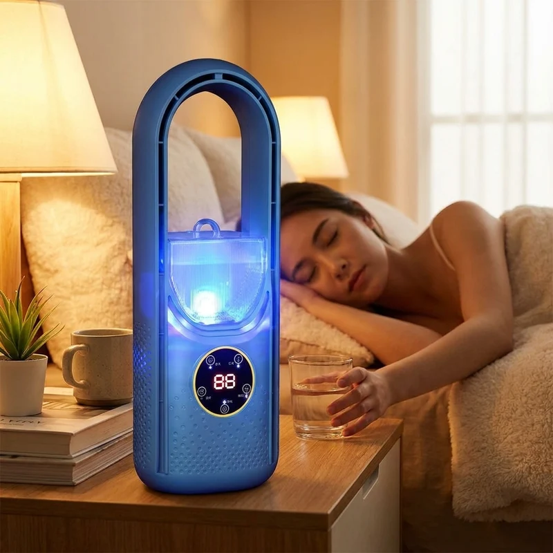 Draagbare Aircooler USB Mini Ventilator 6 Standen 100ml Slaapkamer Bureau Stil Energiezuinig Wieltjes Afstandsbediening | Sansoti