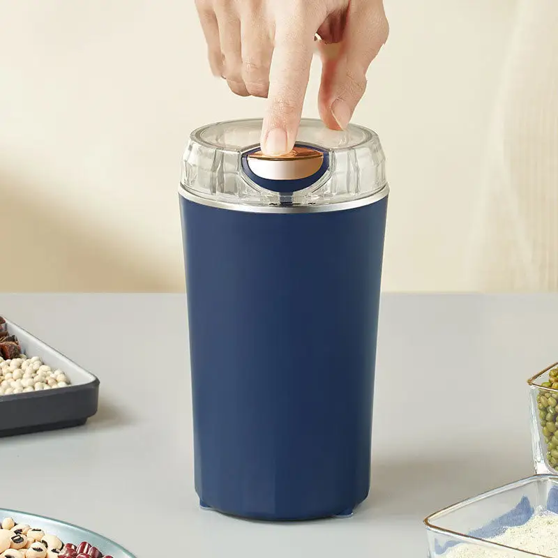 Elektrische Kruidenmolen RVS 80g 30000rpm Koffiemolen Specerijenmolen 220V Blauw Keuken Snel Malen Compact | Sansoti