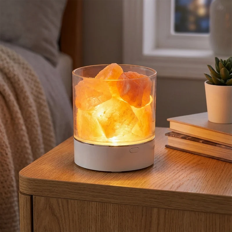 Himalaya Zoutlamp LED USB Dimbaar Kleurwisselend 9cm Slaapkamer Nachtkastlamp Ionisator Sfeerverlichting Touch Bediening | Sansoti