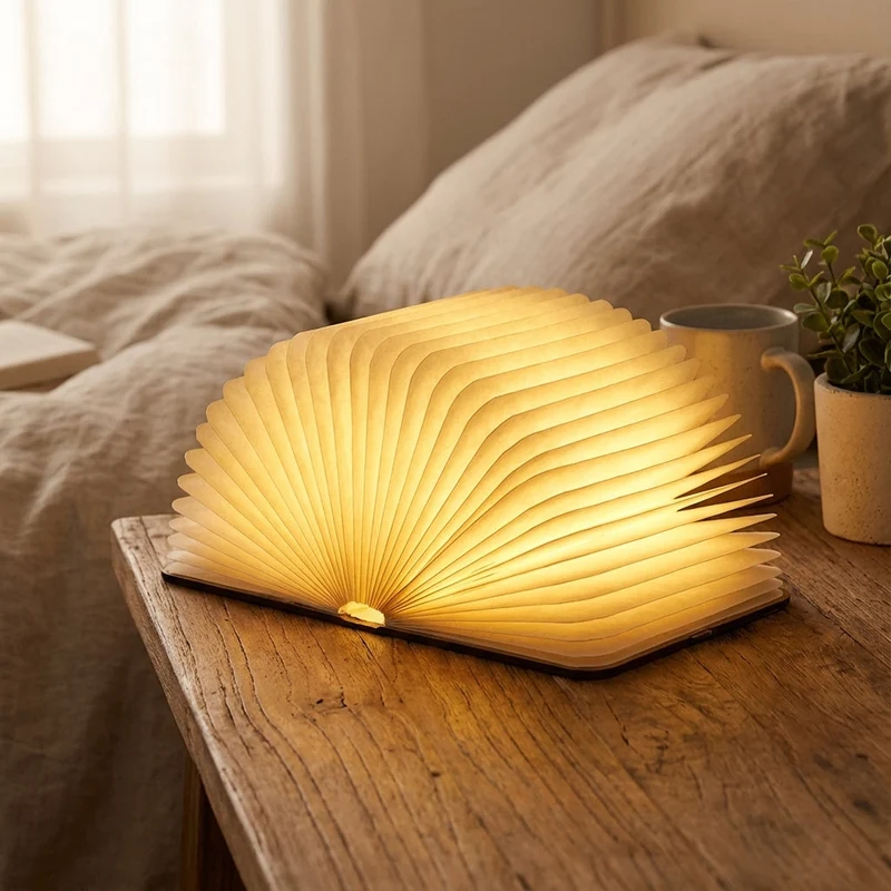 Boeklamp LED Oplaadbaar Touch Dimbaar 22cm Slaapkamer Woonkamer Sfeerverlichting Nachtlamp Houten Boek Lamp Cadeau | Sansoti