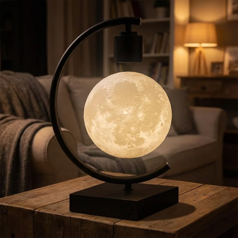 Zwevende Maanlamp Magnetisch Leviterend LED Dimbaar Ø14cm Woonkamer Slaapkamer Bureaulamp Nachtlamp Cadeau Sfeerverlichting | Sansoti