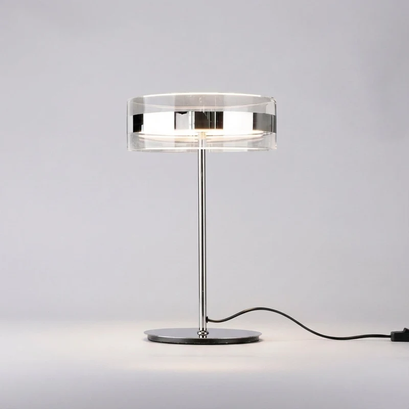 Tafellamp Glas Cilinder Metaal Chroom LED Ø20cm 40cm Woonkamer Slaapkamer Bureaulamp Modern Minimalistisch Sfeerverlichting | Sansoti