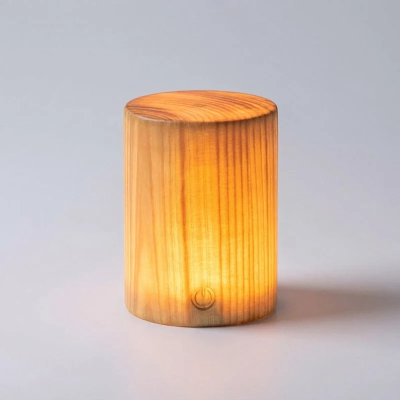 Tafellamp Houtlook Cilinder LED Oplaadbaar Touch Dimbaar Draadloos Nachtkastlamp Bureaulamp Sfeerverlichting Naturel | Sansoti