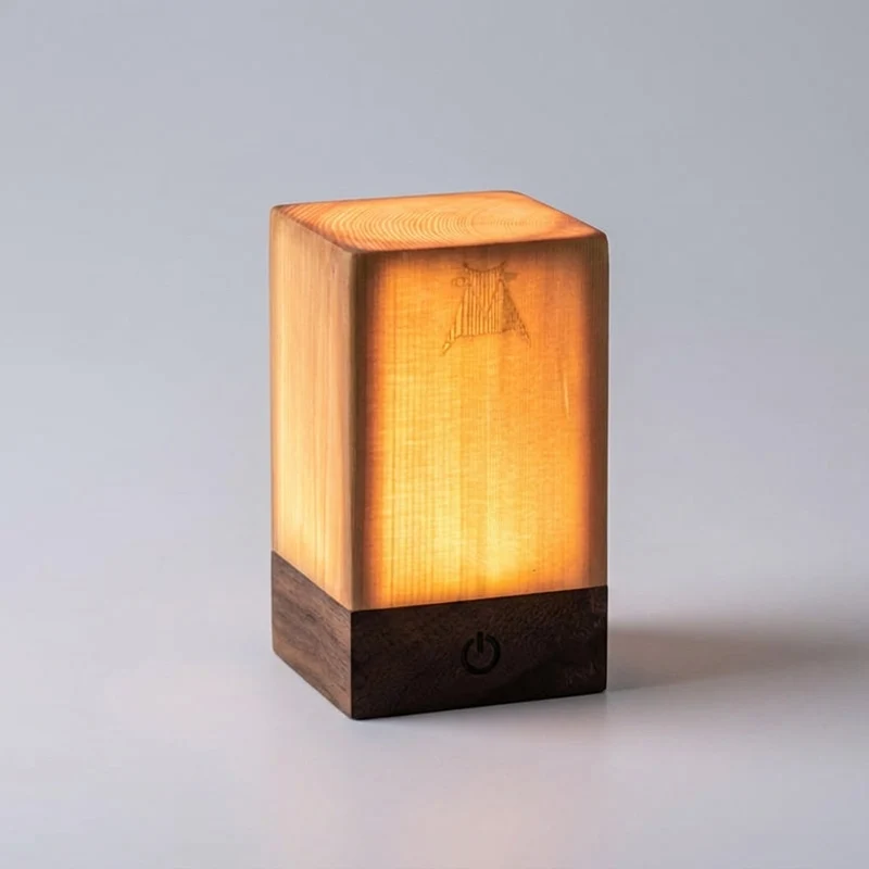 Tafellamp Houtlook Cilinder LED Oplaadbaar Touch Dimbaar Draadloos Nachtkastlamp Bureaulamp Sfeerverlichting Naturel | Sansoti