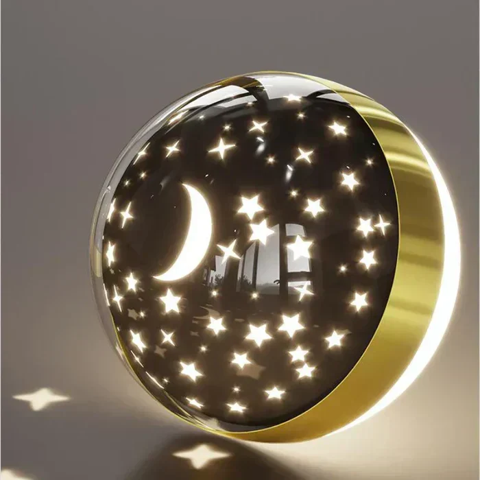 Wandlamp Kinderkamer Astronaut LED Goud Sterren Maan Nachtlamp Jongens Meisjes Babykamer Wandlicht Ruimtevaart Sfeerlamp | Sansoti