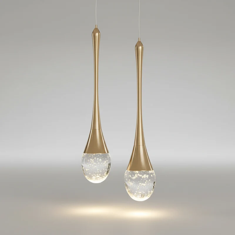 Hanglamp Glas Druppel Aluminium 3000K Warm Wit Eetkamer Woonkamer Pendellamp Glazen Bol Verstelbaar Snoer Hal | Sansoti