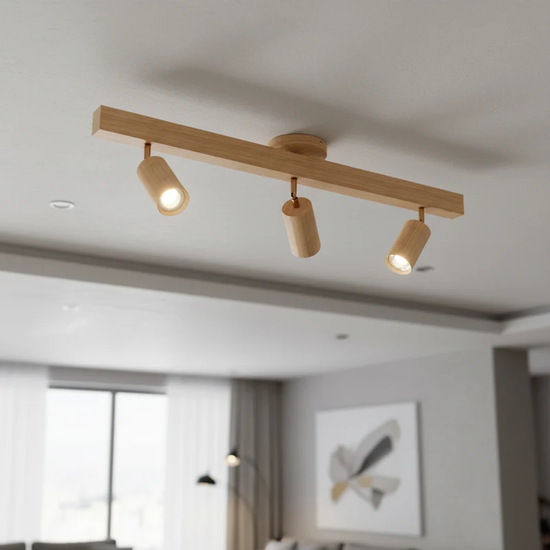 Plafondspot Hout Eiken GU10 LED Verstelbaar Woonkamer Slaapkamer Opbouwspot Naturel Houten Spot Eetkamer Japandi | Sansoti