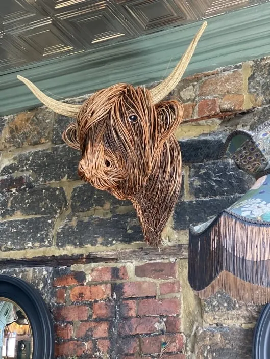 Wanddecoratie Stier Hoofd Handgemaakt Riet Naturel Woonkamer Landelijk Highland Cow Wandsculptuur Muurdecoratie Rustiek | Sansoti