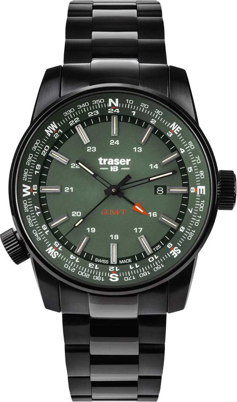 Traser P68 Pathfinder GMT Green 109525 Herrenuhr • Trigalight H3-Technologie • Swiss Made