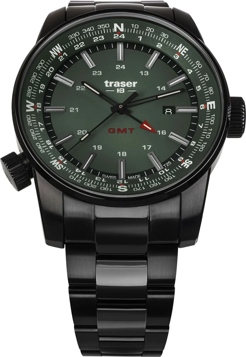 Traser P68 Pathfinder GMT Green 109525 Herrenuhr • Trigalight H3-Technologie • Swiss Made