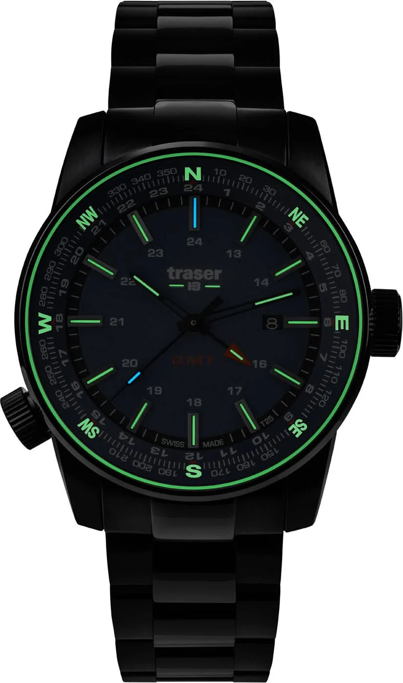 Traser P68 Pathfinder GMT Green 109525 Herrenuhr • Trigalight H3-Technologie • Swiss Made