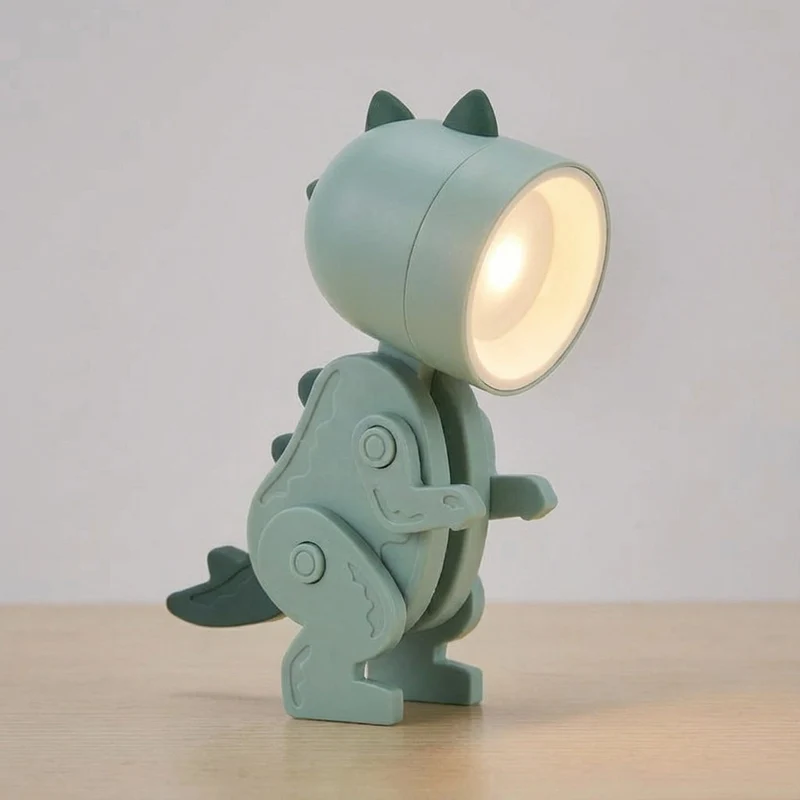 Bureaulamp Dinosaurus Opvouwbaar LED Warm Licht Draagbaar Clip Groen Blauw Roze Geel Speels Kinderkamer Kantoor Compact Reislamp USB | Sansoti