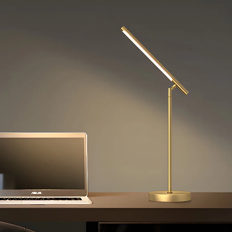 Bureaulamp Verstelbaar LED 3 Lichtkleuren Minimalistisch Metaal Warm Zwart Koper Energie-zuinig Werklamp Kantoor Thuiswerk Moderne Design | Sansoti