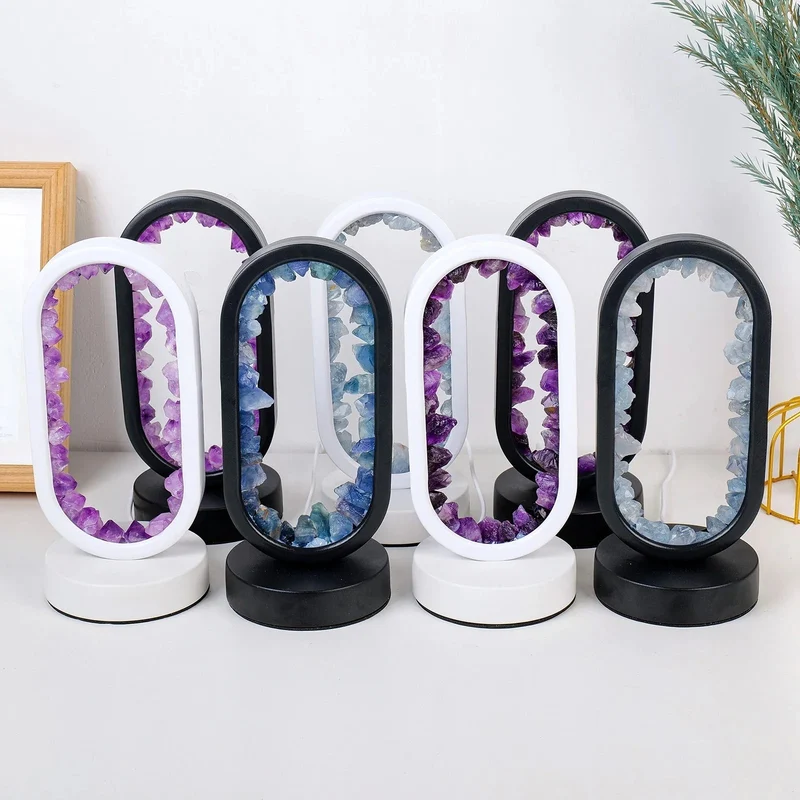Tafellamp Amethist Handgemaakt Natuurkristal LED E14 Paars Roze Sfeer Slaapkamer Meditatie Yoga Rustgevend Decoratie Innerlijke Rust | Sansoti