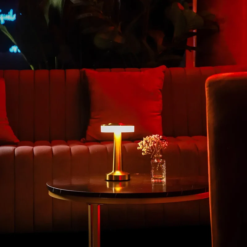 Tafellamp Draadloos Oplaadbaar Dimbaar Metaal LED 3 Lichtkleuren USB-C Goud Zilver Zwart Retro Restaurant Bar Nachtkastje Sfeerlamp Draagbaar | Sansoti