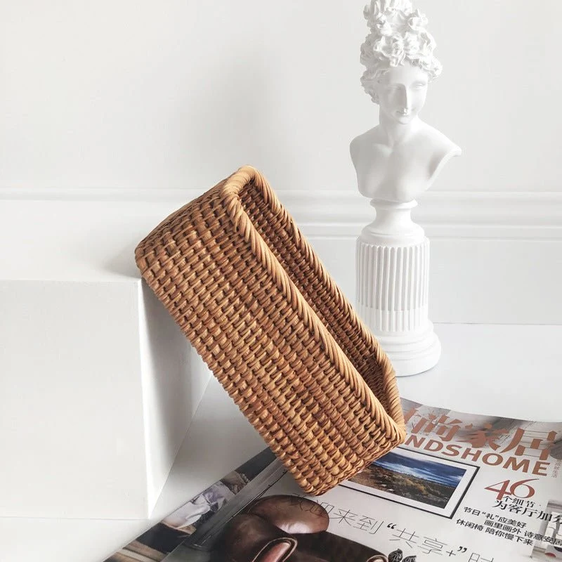 Rotan Opbergmand Gevlochten Naturel Badkamer Keuken | Handgeweven Opbergmand Woonkamer Organizer | Sansoti