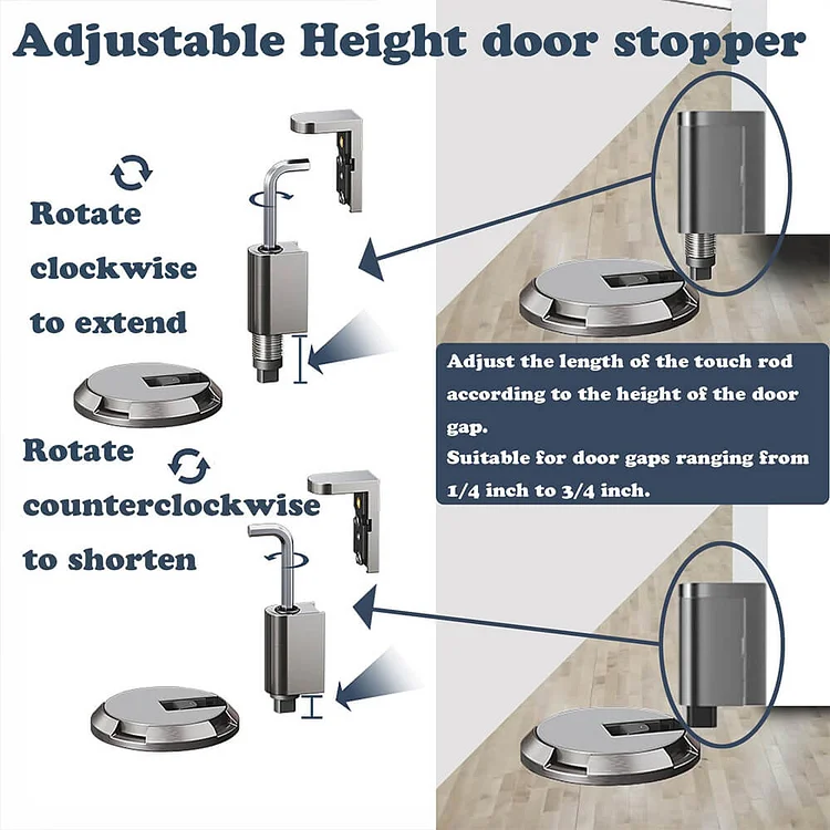 Deurstopper Vloer Push Lock Zinklegering Mechanisch RVS Design | Sansoti