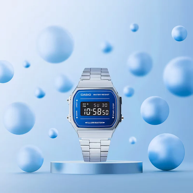 Casio Vintage A168WEM-2BEF Uhr • Kultiges Retro-Design • Schillerndes Zifferblatt