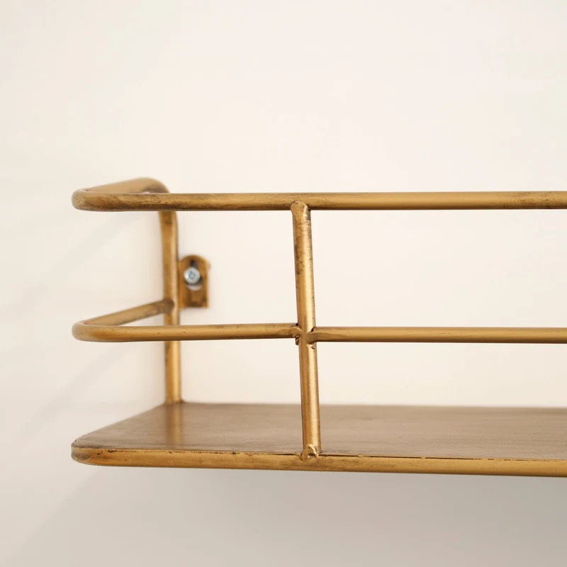 Wandplank Industrieel Metaal Messing Goud 55cm Draadframe Wandrek Woonkamer Modern