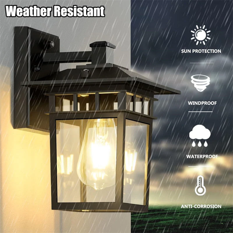 Buitenlamp Wand Aluminium Zwart IP23 E27 Waterdicht Tuin Balkon Modern Wandlamp