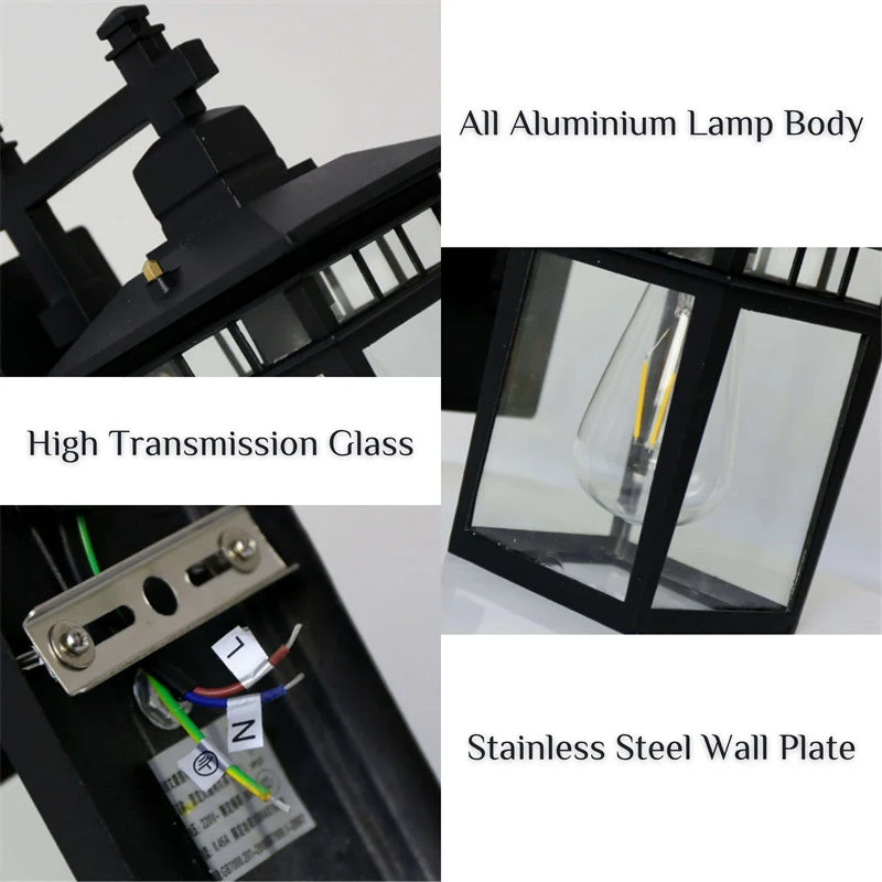 Buitenlamp Wand Aluminium Zwart IP23 E27 Waterdicht Tuin Balkon Modern Wandlamp