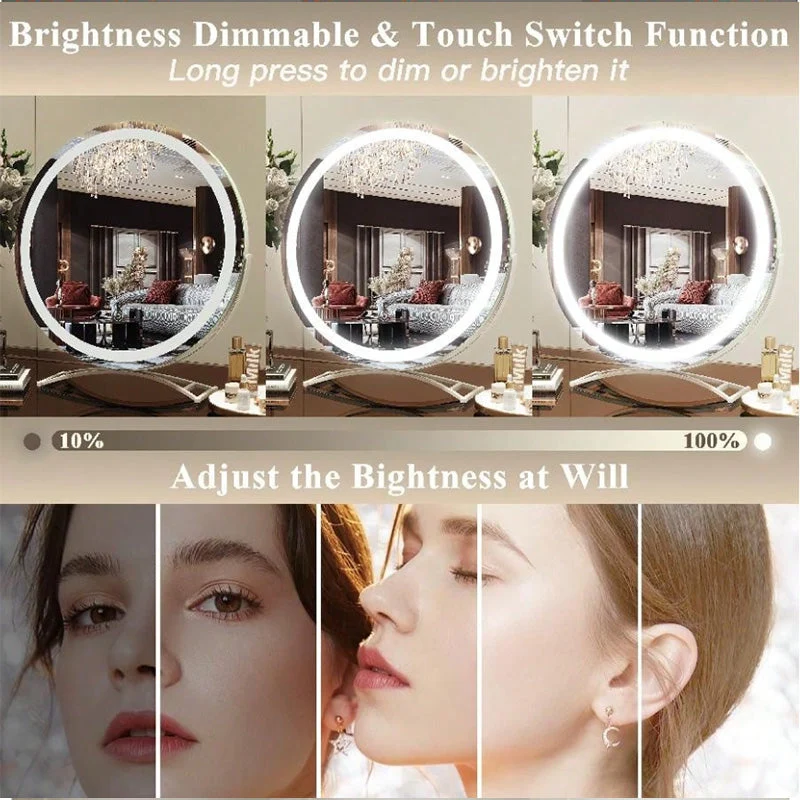 Make-up Spiegel LED Verlichting Oplaadbaar 40cm 360° Draaibaar Dimbaar 3 Lichtmodi