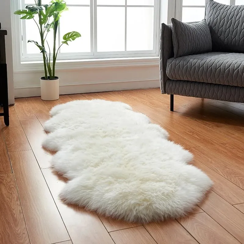 Vloerkleed Schapenvacht Imitatie Pluizig Antislip 60x120cm Slaapkamer Woonkamer Zacht