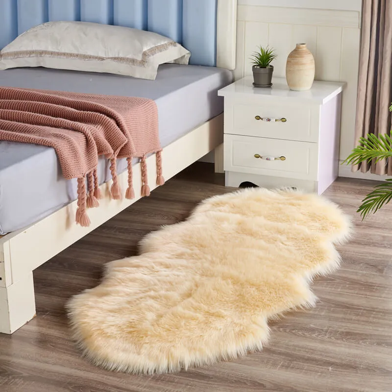 Vloerkleed Schapenvacht Imitatie Pluizig Antislip 60x120cm Slaapkamer Woonkamer Zacht