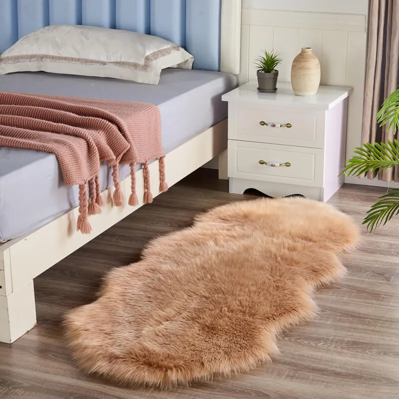 Vloerkleed Schapenvacht Imitatie Pluizig Antislip 60x120cm Slaapkamer Woonkamer Zacht