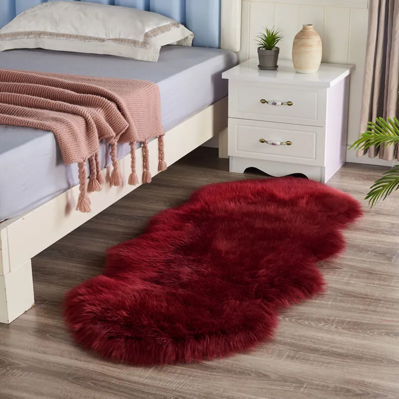 Vloerkleed Schapenvacht Imitatie Pluizig Antislip 60x120cm Slaapkamer Woonkamer Zacht