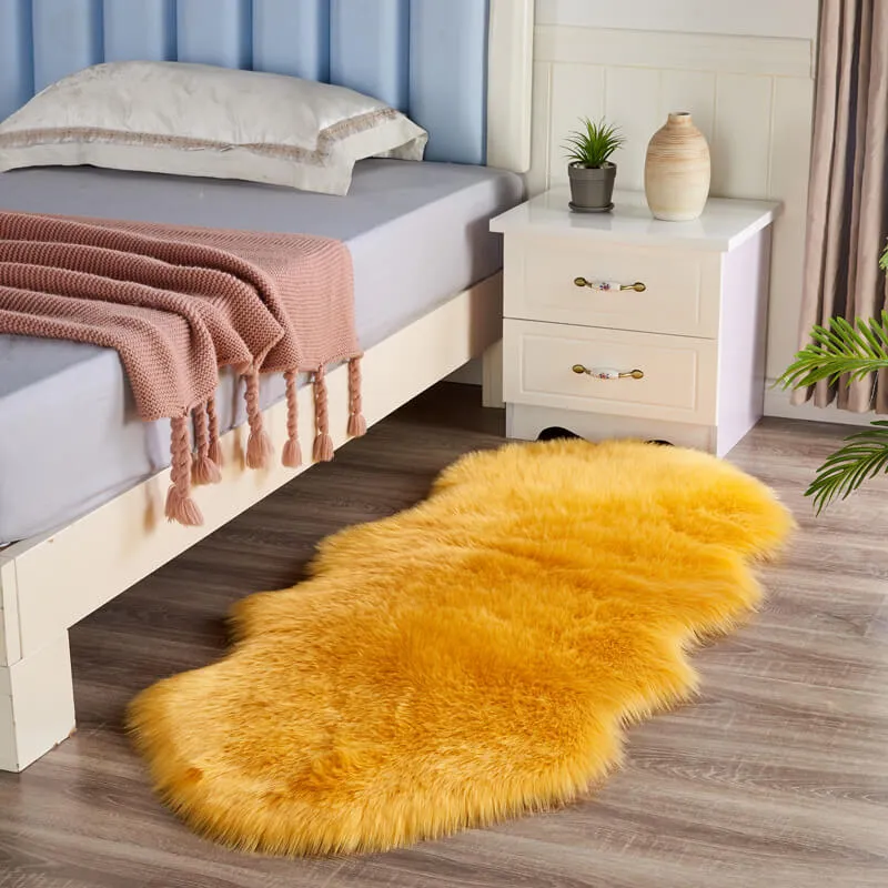 Vloerkleed Schapenvacht Imitatie Pluizig Antislip 60x120cm Slaapkamer Woonkamer Zacht