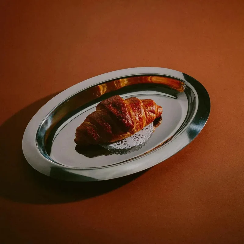 Serveerschaal Ovaal Roestvrij Staal Gepolijst Zilver Dienblad Tafel Diner Luxe | Sansoti