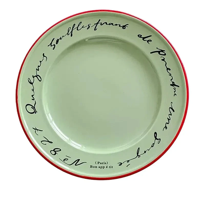 Decoratief Bord Pastel Frans Design Keramiek 20.5cm Ontbijt Tafelservies Cadeau | Sansoti