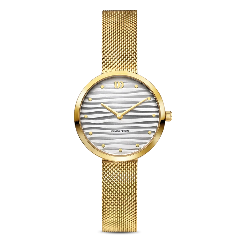 Danish Design Amelia Ripple IV05Q1307 Damenuhr Gold • Milanaise-Armband • Mineraluhrenglas