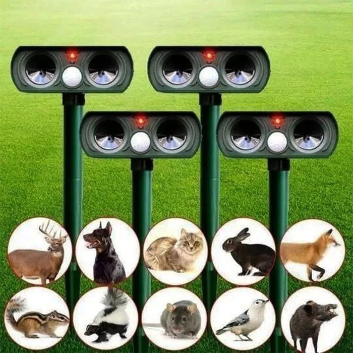 Ultrasone Dierenverjager op Zonne-energie met Infrarood Bewegingssensor Waterdicht voor Tuin Erf 30m Bereik | Sansoti