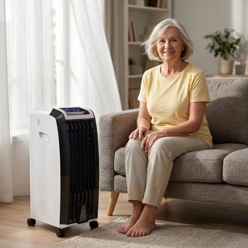 Mobiele Aircooler op Wielen 6.5L Waterreservoir met Timer Zwenkmodus Energiezuinig voor Thuis Kantoor | Sansoti