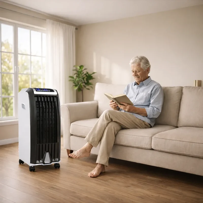Mobiele Aircooler op Wielen 6.5L Waterreservoir met Timer Zwenkmodus Energiezuinig voor Thuis Kantoor | Sansoti