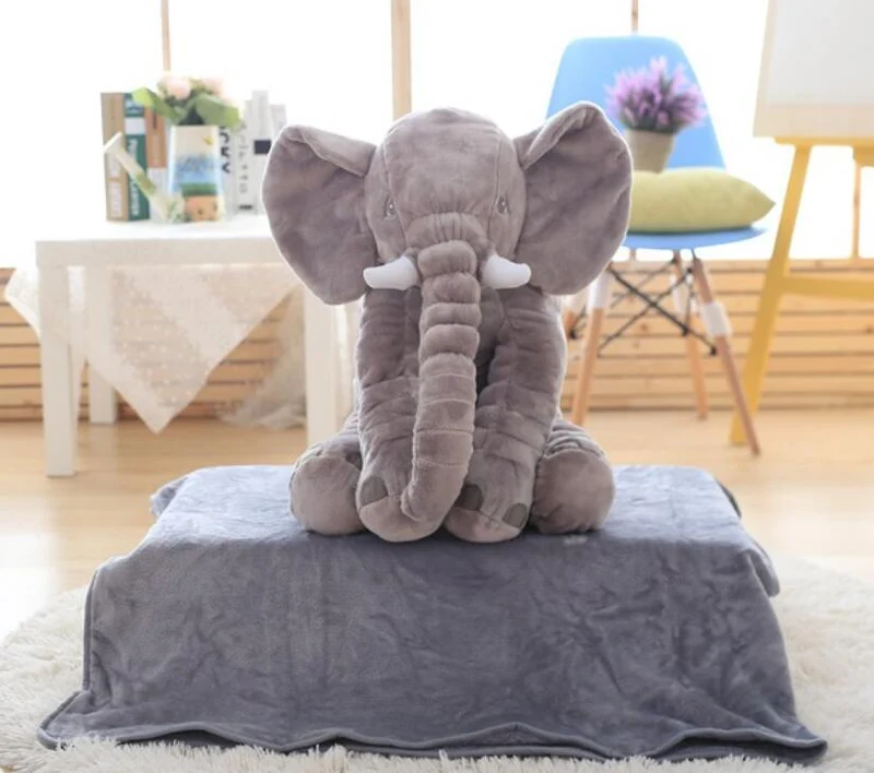 Pluche Olifant Knuffel Kussen voor Kinderen – Zachte Babykamer Decoratie in 60 of 80 cm voor Fotoshoots | Sansoti