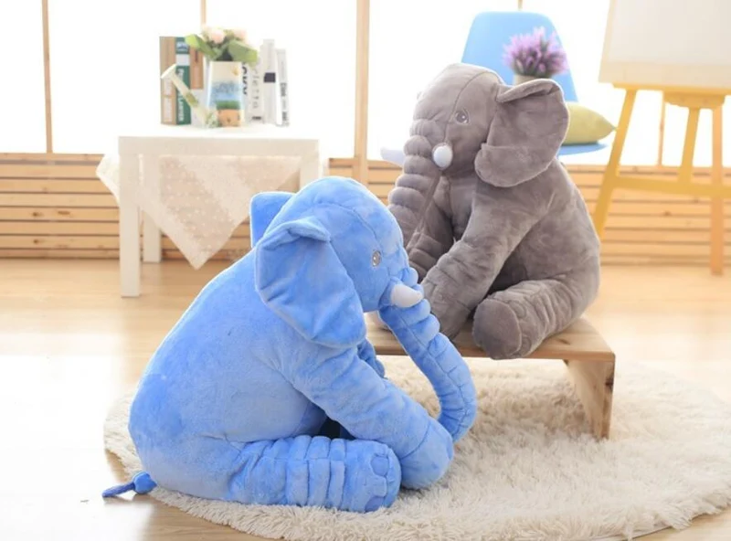 Pluche Olifant Knuffel Kussen voor Kinderen – Zachte Babykamer Decoratie in 60 of 80 cm voor Fotoshoots | Sansoti