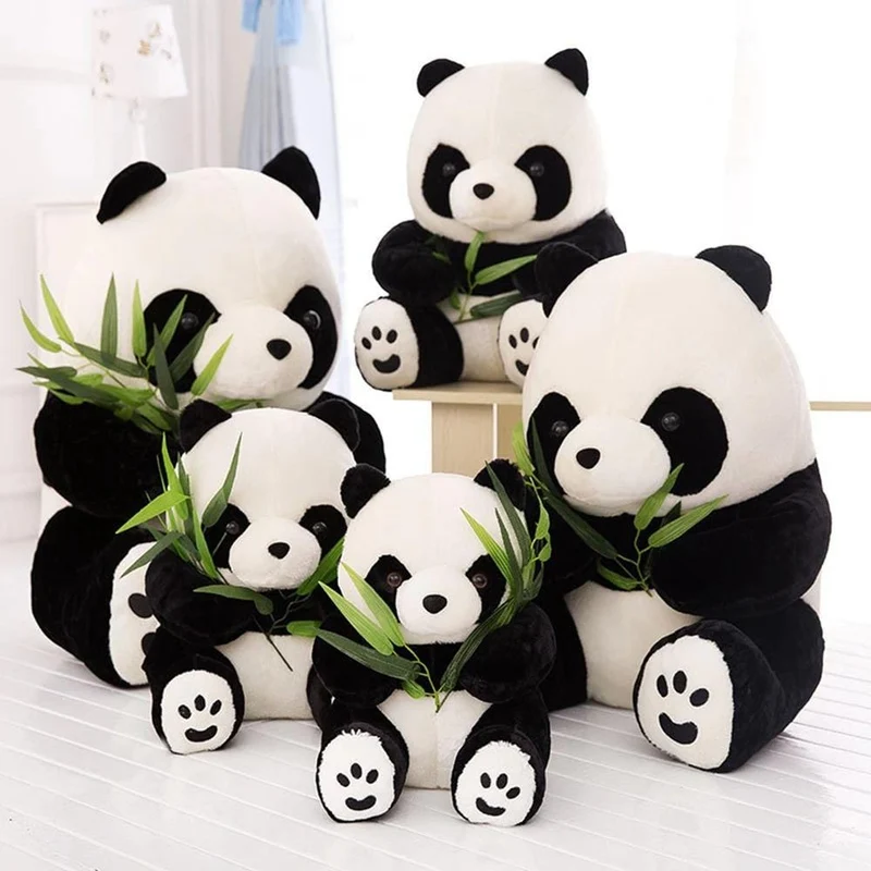 Pluche Panda Knuffel Zacht Gevuld Dier Bamboe Motief Kinderkamer Speelgoed XL Kinderen Cadeau Decoratie | Sansoti