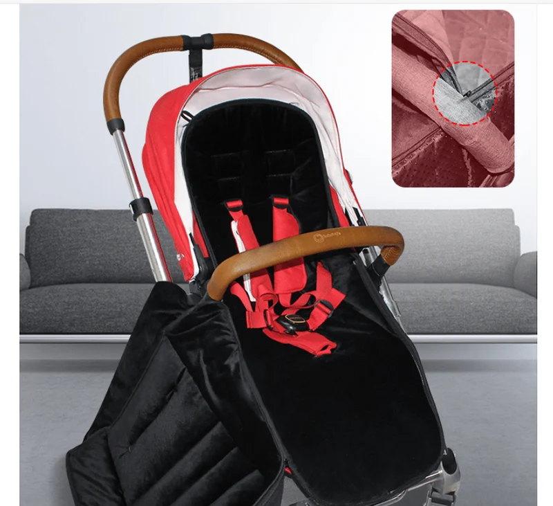 Babyslaapzak Voetenzak Kinderwagen Universeel Katoen Winterwarm Winddicht Dubbele Rits 90cm Comfortabel | Sansoti