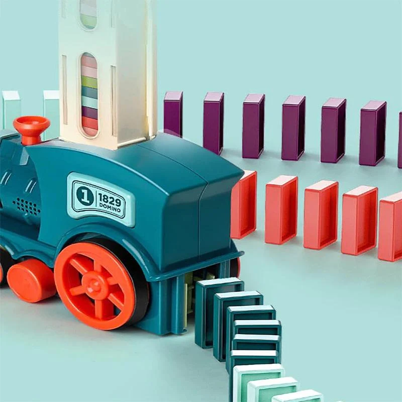 Automatische Dominostenen Trein Speelset 100 Stenen Regenboogkleuren Motorische Ontwikkeling 4-6 Jaar | Sansoti