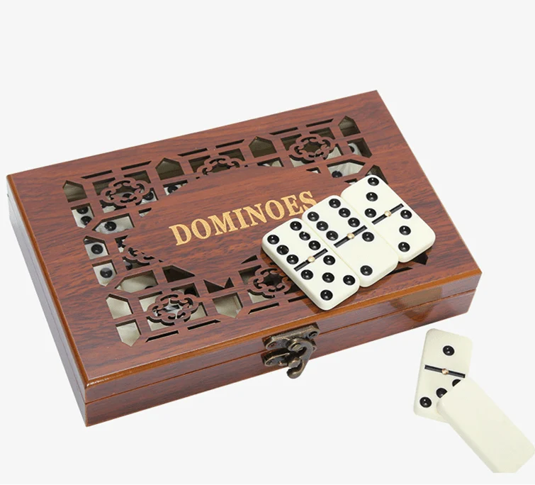 Houten Domino Spel Dubbel Zes Set 28 Stenen Familiespel Opbergdoos Gezelschapsspel Klassiek Bordspel | Sansoti