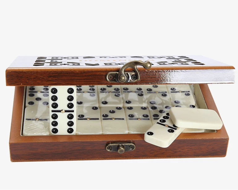 Houten Domino Spel Dubbel Zes Set 28 Stenen Familiespel Opbergdoos Gezelschapsspel Klassiek Bordspel | Sansoti