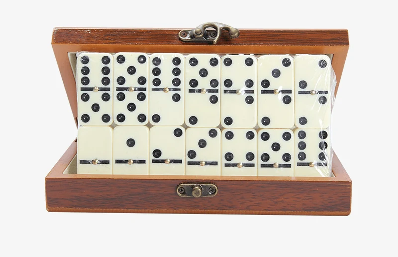 Houten Domino Spel Dubbel Zes Set 28 Stenen Familiespel Opbergdoos Gezelschapsspel Klassiek Bordspel | Sansoti