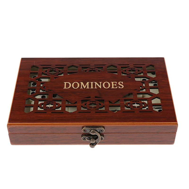 Houten Domino Spel Dubbel Zes Set 28 Stenen Familiespel Opbergdoos Gezelschapsspel Klassiek Bordspel | Sansoti
