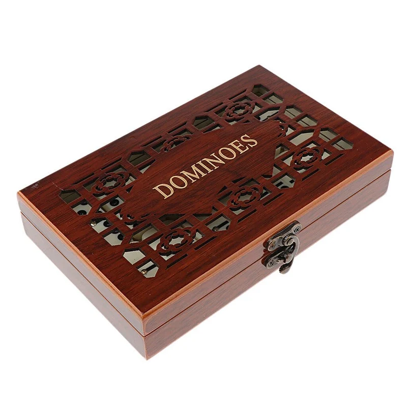 Houten Domino Spel Dubbel Zes Set 28 Stenen Familiespel Opbergdoos Gezelschapsspel Klassiek Bordspel | Sansoti
