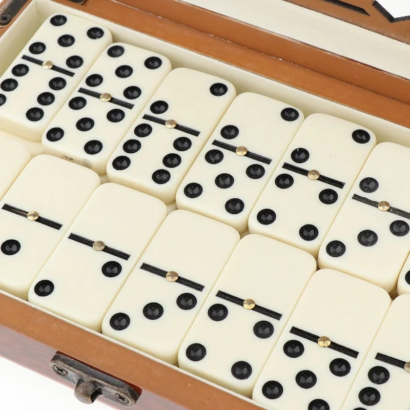 Houten Domino Spel Dubbel Zes Set 28 Stenen Familiespel Opbergdoos Gezelschapsspel Klassiek Bordspel | Sansoti