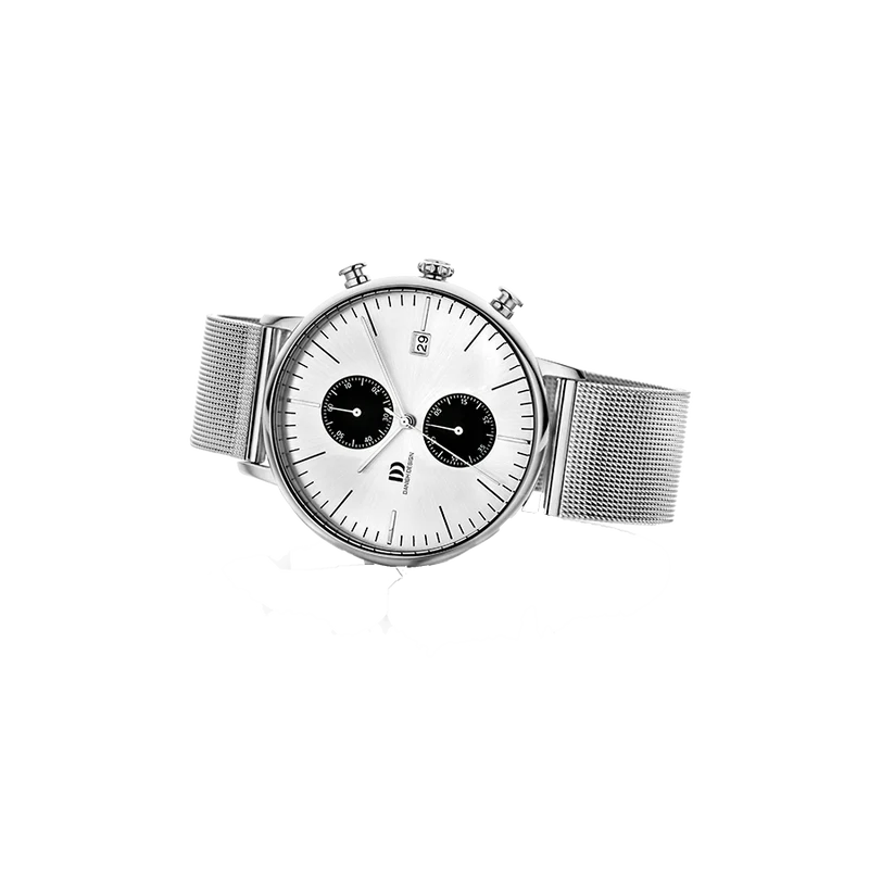 Danish Design Koltur IQ74Q975 Herren Armbanduhr Silber • Chronograph • Milanaise-Armband